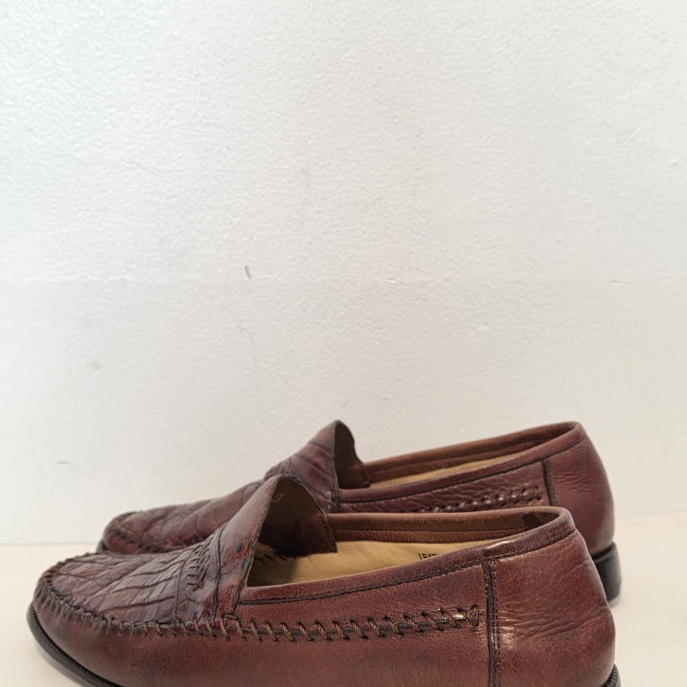 Genuine Caiman Alligator Imperial Loafers Brown Florsheim Imperial Mens Sz 38D - Picture 9 of 16